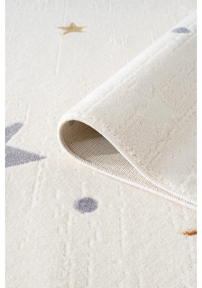 Cotto Kids Ck001r Krem Halı Renkli Yıldız Desen Kaymaz Taban Yumuşak Yıkanabilir Çocuk Odası Halısı