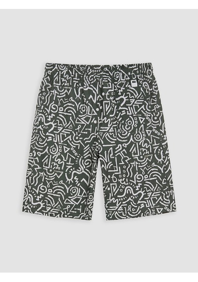 Lcw Swımwear Haki Kısa Boy Desenli Erkek Deniz Şortu