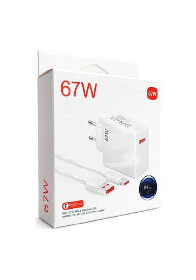 Wi 67w Type-c Kablo Ev Şarj Seti Turbo Beyaz
