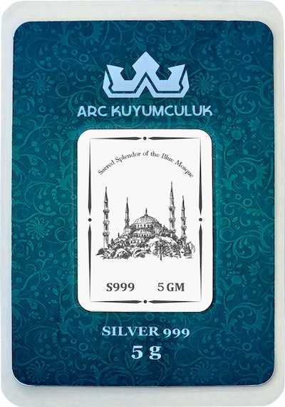 999 Ayar Gümüş İle Tasarlanmış Sultan Ahmet Camisi Temalı Hediyeye Özel 5 Gram Gümüş Külçesi-788