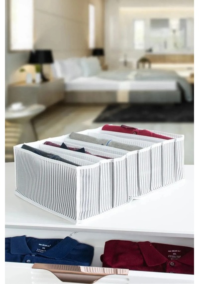 Esti 8 Gözlü Çekmece Içi Akordiyon Organizer - Xlarge 30 X 39 X 14 Gri - Beyaz - Xl