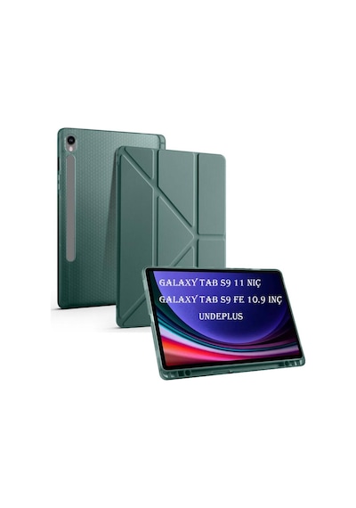 Samsung Galaxy Uyumlu Tab S9 Fe X510 X516 Kılıf Kalem Bölmeli Trifolding Case
