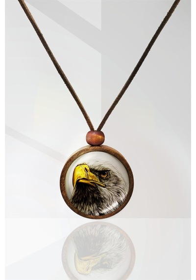 Kartal Ahşap Kolye Bronz