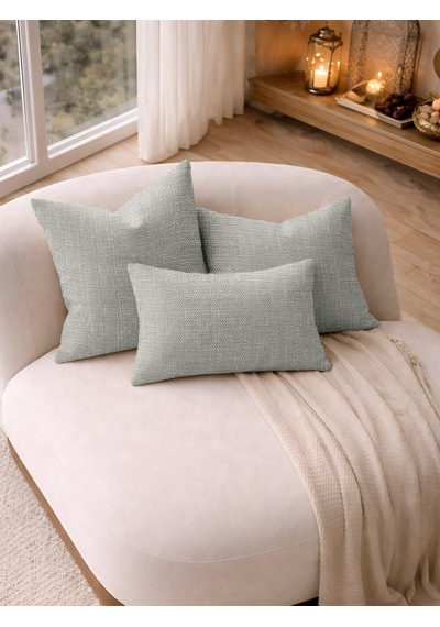 Br Perle Açık Gri Keten Dokulu Dekoratif Kırlent Kılıfı Modern Salon Koltuk Yastığı