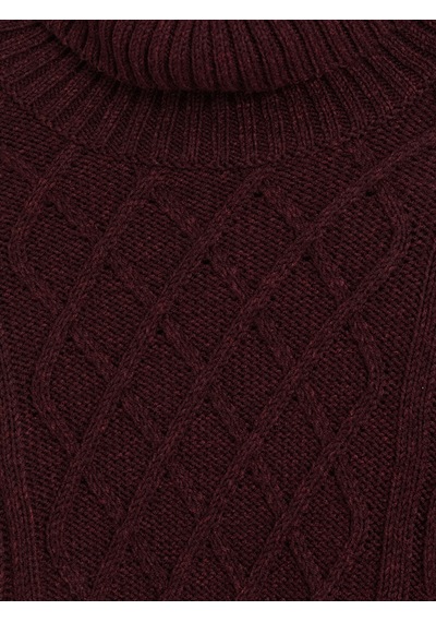 Lcwaıkıkı Classic Bordo Balıkçı Yaka Desenli Erkek Triko Kazak