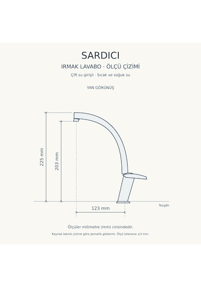Sardıcı Irmak Krom Kısa Kuğu Lavabo Bataryası Çift Su Girişli 40 Cm Hortum Ve Montaj Takımı Dahil