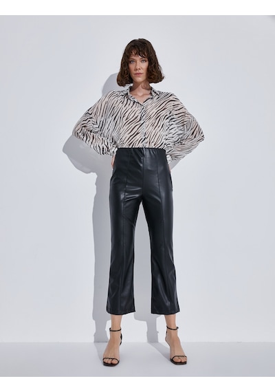 Koton Suni Deri Crop Pantolon Siyah 3sak40021uw