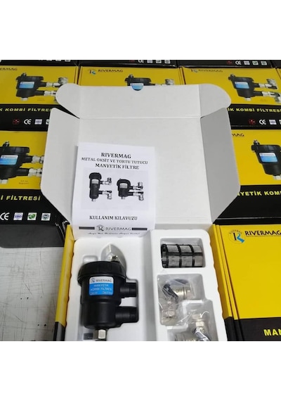 Manyetik Kombi Filtresi 3/4 Pirinç Metal Vanalı Tam Geçiş Çelik