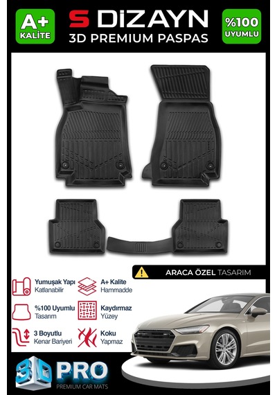 S-dizayn Audi A7 3d Pro Havuzlu Paspas 2018 Üzeri A+ Kalite
