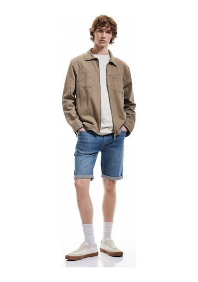 Koton Pamuklu Slim Fit Katlamalı Paça Bermuda Jean Şort Petrol 5sam40002ıd Petrol