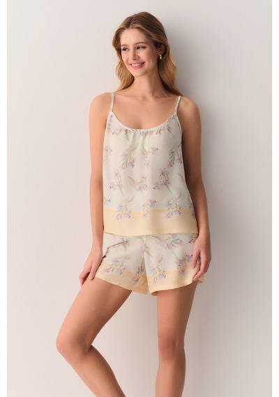 Suwen Aurel Atlet Şort Pijama Takımı Sh26507667338 Ekru