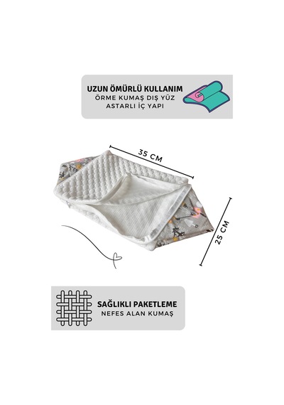 Bebek Hurcu, Gri Orman Desenli, Çift Kumaş, 25x25x35 Cm Gri