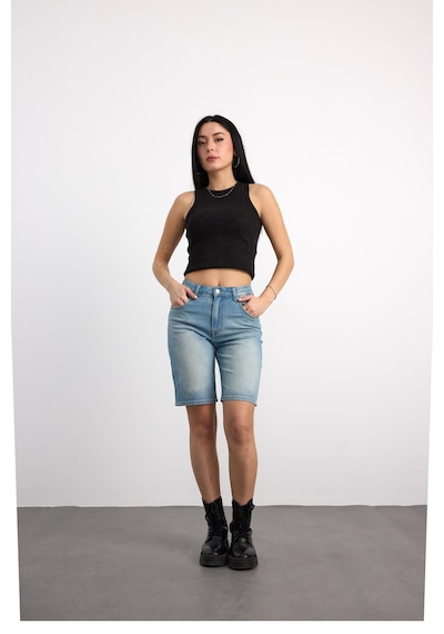 40391-73603 Kadın Mom Fit Mıd Waıst Denim Şort 40391-73603 mavi