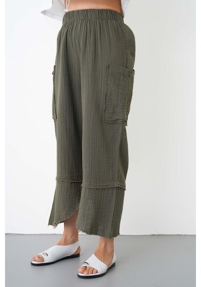 The Voler %100 Pamuk Müslin Şalvar Pantolon Kadın Yüksek Bel Oversize Rahat Kesim Cepli Siyah Yazlık Pantolon Haki The Voler %100 Pamuk Müslin Şalvar Pantolon Kadın Yüksek Bel Oversize Rahat Kesim Cepli Siyah Yazlık Pantolon Haki