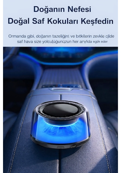 Exenar - Siyah - Otomatik Araç İçi Koku Makinesi Difüzörü Hava Nemlendirici Araç Parfümü Buharlı Şarjlı 800mah