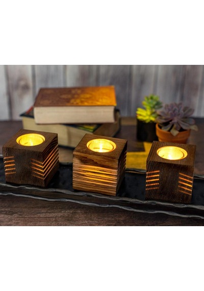 Bfdshop Mumluk Çizgi Desen Mumluk - Dekor 3 Parça