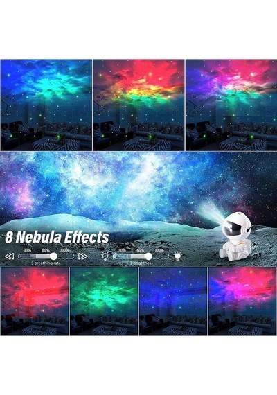Astronot Galaxy Projeksiyon Gece Lambası Beyaz