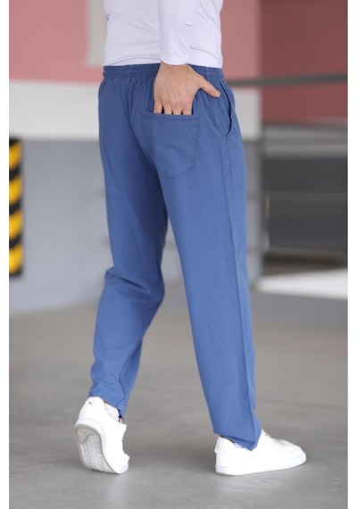 Myrab Denim Erkek Keten Ham Bez Yaz Ayının Vazgeçilmezi Rahat Kalıp Mavi