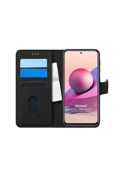 Xiaomi Poco M5s İçin Kılıf Fabric Book Wallet Siyah Poco M5s İle Uyumlu Kılıf - Siyah Çok Renkli
