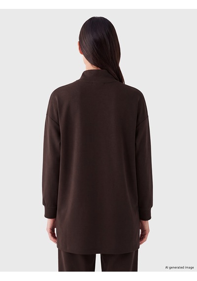 LC Waikiki Lc Waıkıkı Kahverengi Oversize Soft Touch Kadın Sweatshirt Tunik