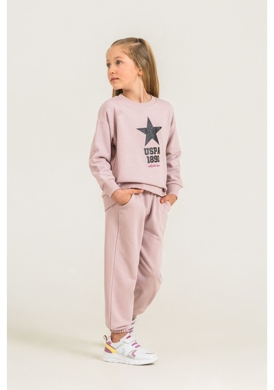 U.S. Polo Assn. Kız Çocuk Baskılı Pembe Uzun Kol Eşofman Takımı Us2719-c-v2 Us2719-c-v2