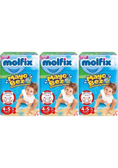 Molfix Swimming Pants Mayo Bez 4 - 5 Numara 9 15kg 33 Adet 3'lü