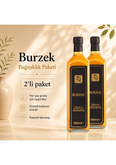 Burzek - Kurkumin Ve Bentonit Kili İçeren Takviye Edici Gıda 1000 Ml 2li Paket
