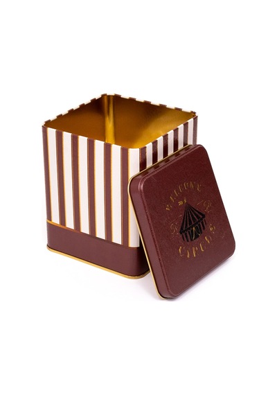 Circus Cream Desenli Kare Metal Saklama Kabı 12 x 12 x 13.7 CM 1.8 L Çok Renkli