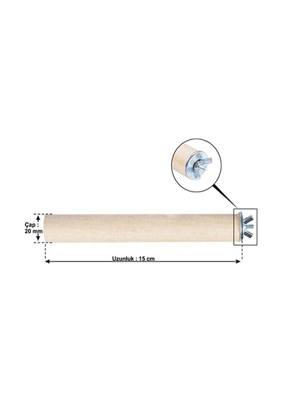 X-perk Ağaç İpli Kuş Tüneği Jüt Halatlı Tünek 2 Li Set Boy 15 Cm Çap 20 Mm