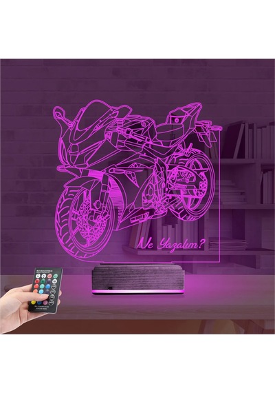 Luvivia Motosiklet Yarış Motoru Kişiye Özel 3d Lamba - Masa Gece Lambası V2 Şeffaf