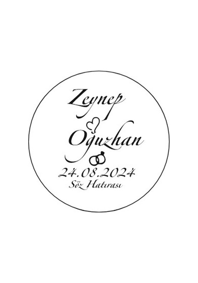 Geniş Kenarlı Kare Mühür Kına Nişan Düğün 3x3 Cm Özel Etiket / 50 Adet Sticker Beyaz