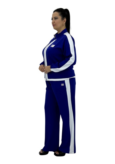 Büyük Beden Viskon Fermuarlı Taşlı Kolu Lastikli Alt Üst Kadın Spor Şık Takım Saks Mavi Büyük Beden Viskon Fermuarlı Taşlı Kolu Lastikli Alt Üst Kadın Spor Şık Takım Saks Mavi