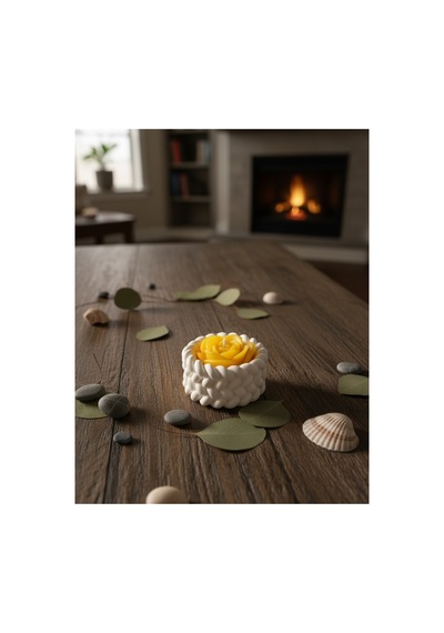 Tealight Örgü Desenli Hediyelik Mumluk Kına Söz Nişan Hediyelik Beyaz