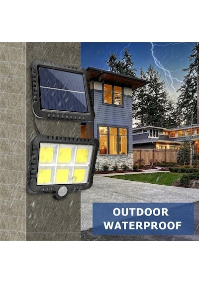 Unichrome 120 Cob Led Solar Panel Güneş Enerjili 3 Mod Duvar Lambası