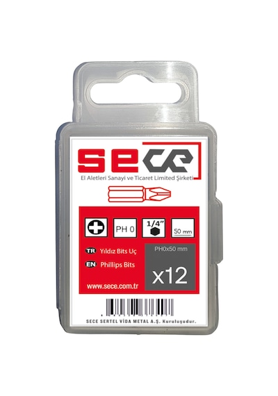 Sece 1/4'' Yıldız Bits Uç Ph0x50 Mm 12 Adet