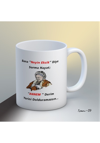 Anne Temalı Kupa Bardak-1sen09 Beyaz