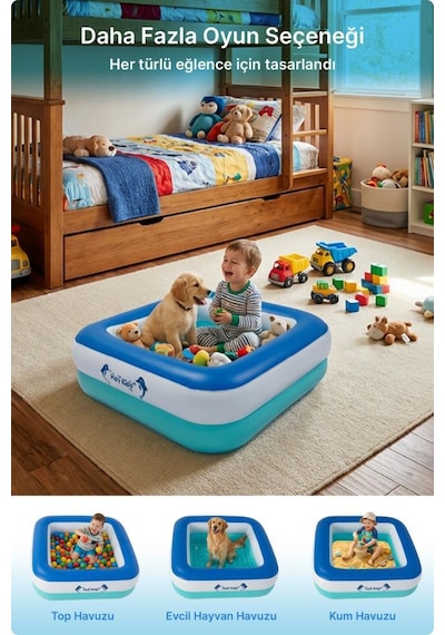 Heykida Swim Safe Kare Yüzme Havuzu 86x86x25cm Mavi