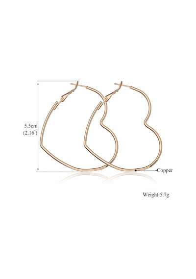 Tezzgelsin Kadın Kalp Tasarım Büyük Boy Küpe 5,5 Cm Gold