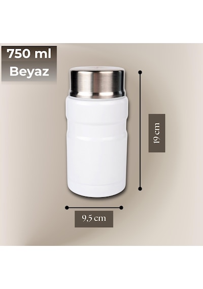 750 Ml Paslanmaz Çelik Yemek Termosu-çelik Kaşıklı,beyaz Beyaz