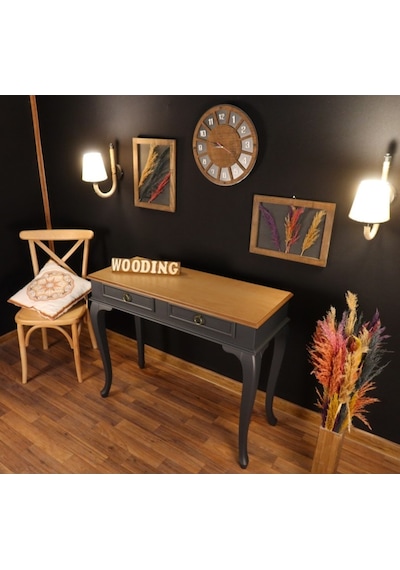 Wooding 100 Cm Çekmeceli Masif Antrasit Naturel Dresuar (548587746) Antrasit