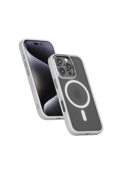 Momax Play CaseForm Apple Uyumlu iPhone 16 Pro Magsafe Kılıf Açık Gri