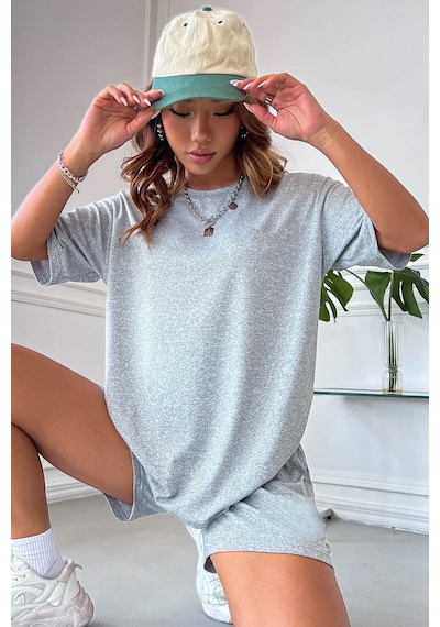 Uyguntarz Unisex Pamuklu Penye Şort Takım Gri