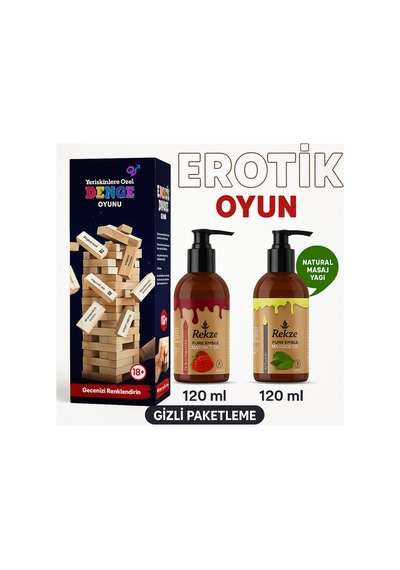 Renze Erotik Denge Oyunu + 2 Li Aromaterapi Masaj Yağı Seti Çilek & Natural Aroma 120 Ml X 2 - 729748288