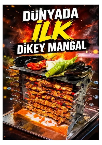 Flarte Dikey Mangal Katlanabilir Açık Gri