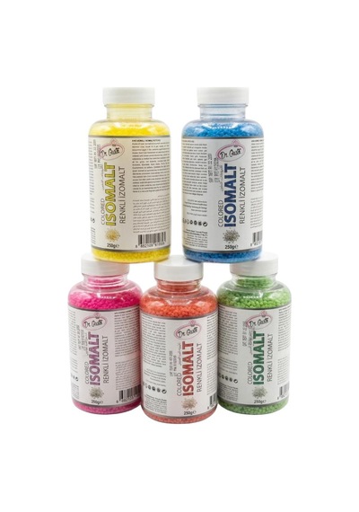 Renkli İzomalt Isomalt 250 Gr X 5 Li Set Sarı, Kırmızı, Pembe, Yeşil, Mavi Şeker Sanatı Ve Pasta Dekorasyon