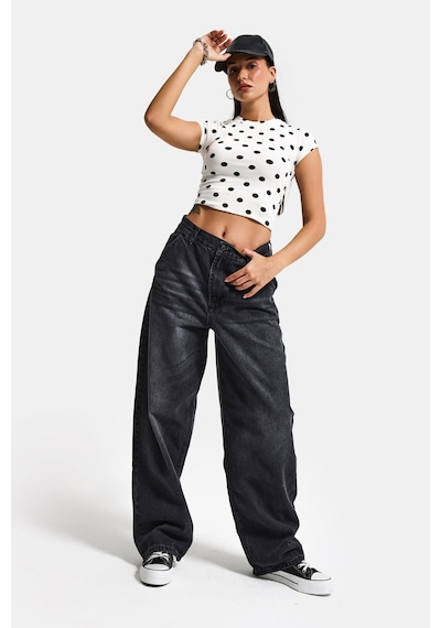 Itsbasic Kadın Koyu Füme Renk Juniper Skater Fit %100 Koton Denim Jean