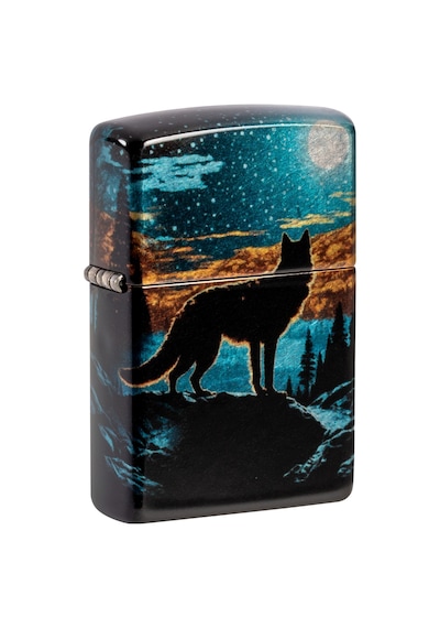 Zippo 49459 Wolf In Moon Design Çakmak Çok Renkli