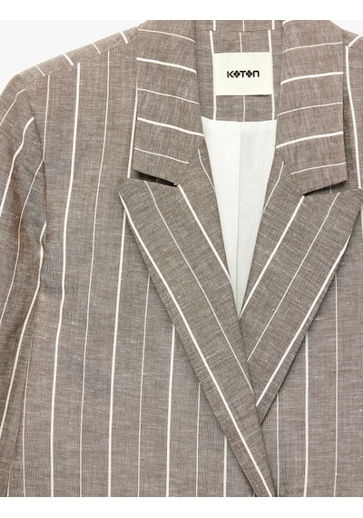 Koton Düğme Detaylı Cepli Uzun Kollu Kruvaze Yaka Blazer Ceket Kahverengi Çizgili 6sak50151uw Kahve Çizgili Koton Düğme Detaylı Cepli Uzun Kollu Kruvaze Yaka Blazer Ceket Kahverengi Çizgili 6sak50151uw Kahve Çizgili