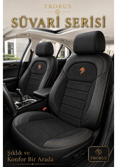Kia Venga 2012-2015 Uyumlu Süvari Serisi Siyah Kahve Oto Koltuk Kılıfı