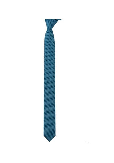 Esgue Dar Kesim Slim Lacivert - Turkuaz Desenli 6 Cm. Hand Made Kravat